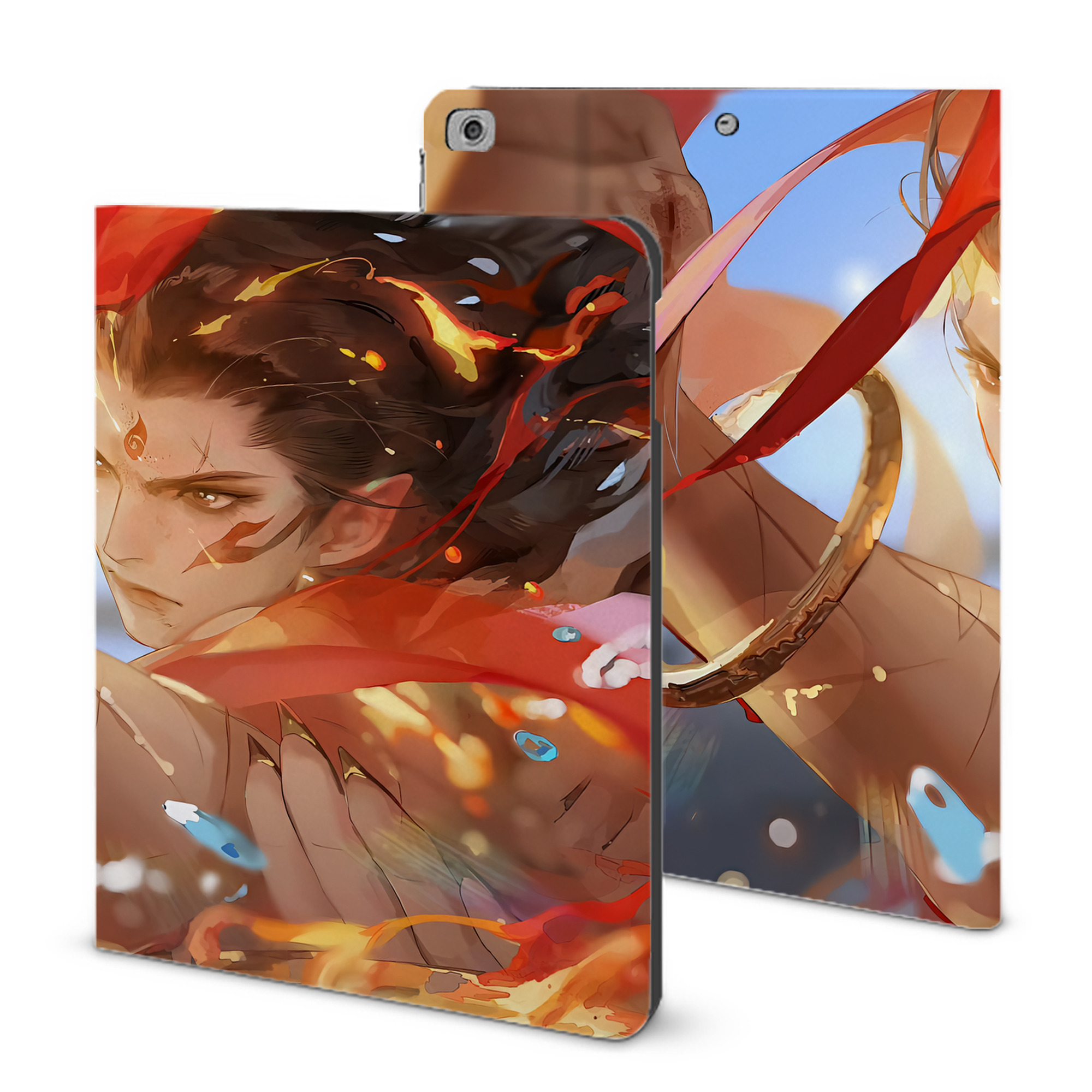 （画像用） Ne Zha 2 ナタ 魔童の大暴れ IPad ケース ブック型 PUレザー TPU 耐衝撃 軽量 薄型 ペン収納なし 全面保護 IPad 各モデル対応